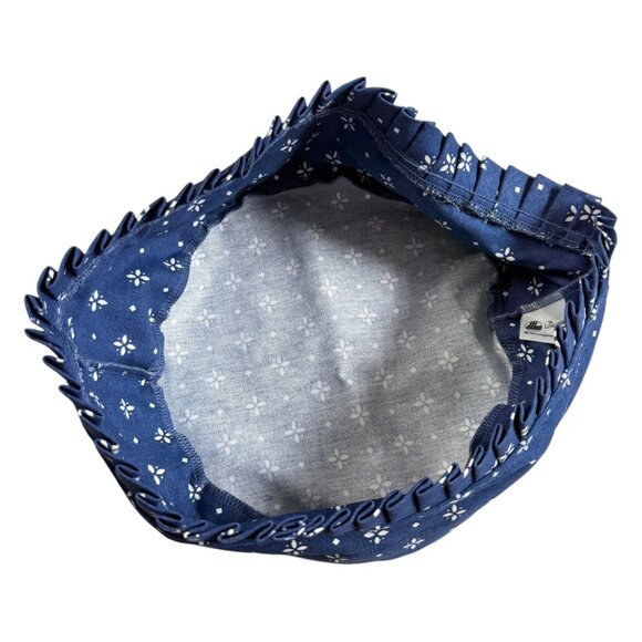 Longaberger 9" Round Basket Liner 4" High Classic Blue White Bottom Vintage 90s - Picture 2 of 7